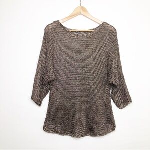 Vince Relaxed Metallic Brown Knit Sweater